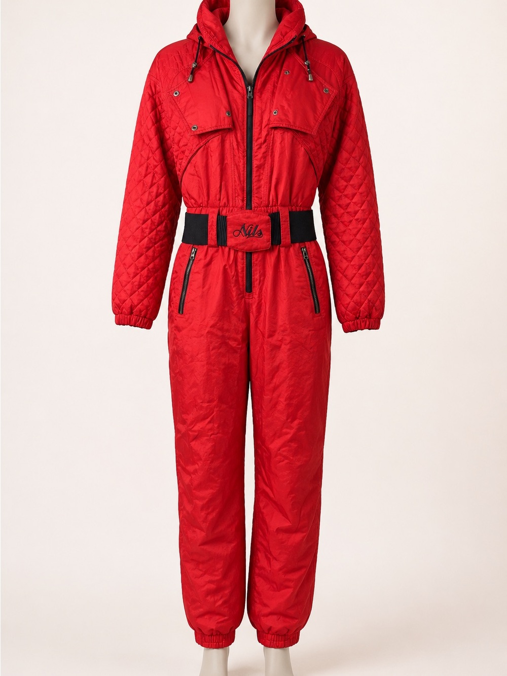 Vintage NILS Women’s Red One-Piece Ski Suit Snowsuit Size 10 Made in USA